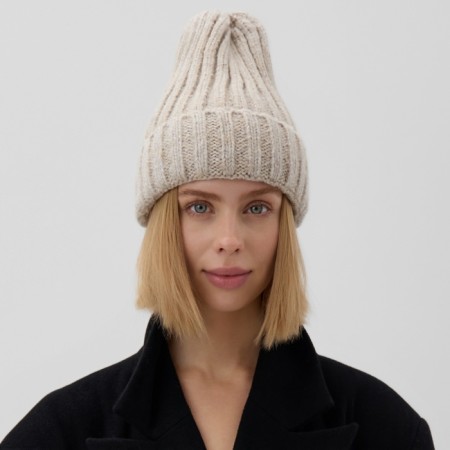 Women's hat minku with gateway, size 54-56, beige color