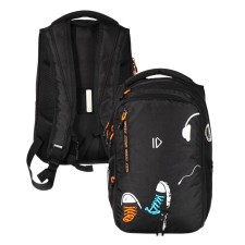 Youth backpack 42 x 31 x 22 cm, Grizzly, ergonomic back, laptop department, black/orange