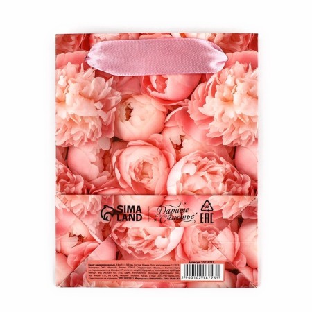 Packet laminated bilateral “peonies”, with quiet and postcard, S, 12 x 15 x 5.5-8