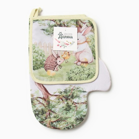 Set of kitchen. Dolyana "animals": mittens 20x28 cm, severity 17x17 cm, 35% HL, 65% PE-5
