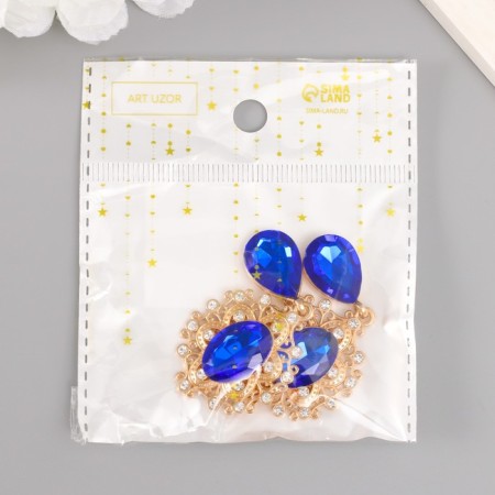Decor for creativity metal, rhinestones "Crystal in a flower with a suspension" 5.5x2.8x0.7 cm-3