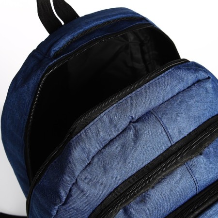 Youth backpack from textiles, 2 departments, 4 pockets, blue color-5