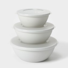 A set of bowls with a lid Helsinki, 3 pcs: 1 l, 2 l, 3 l, color ashen pearls