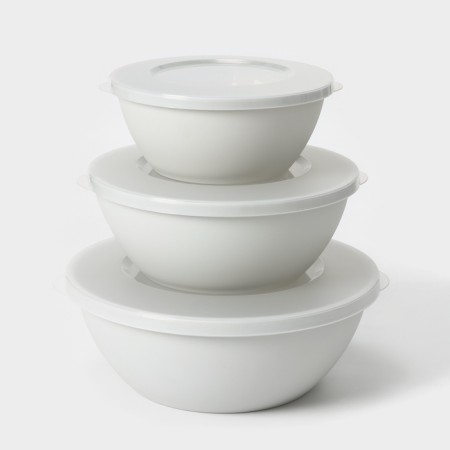 A set of bowls with a lid Helsinki, 3 pcs: 1 l, 2 l, 3 l, color ashen pearls