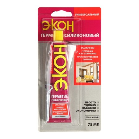 Sealant econ, silicone, universal, transparent, 70 ml