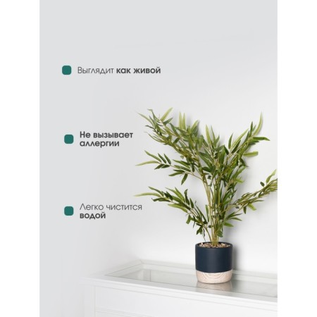 Bamboo in a cement pot, 125 × 125 × 650 mm, green / black / beige color-4