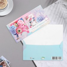Конверт для денег "С Днём Рождения!" тиснение, безе, 16,5х8,5 см