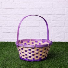 Wicker basket, bamboo, 21x21x10/24 cm, purple