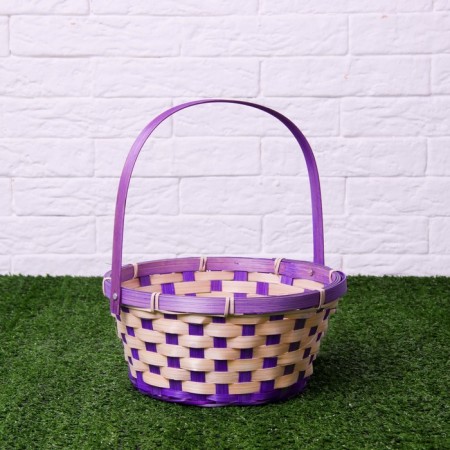 Wicker basket, bamboo, 21x21x10/24 cm, purple