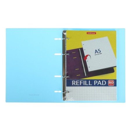 A notebook on rings A5, 80 sheets in the Erichkrause "Pastel", plastic cover, OFSET BOLK, 100%whiteness, mix-1