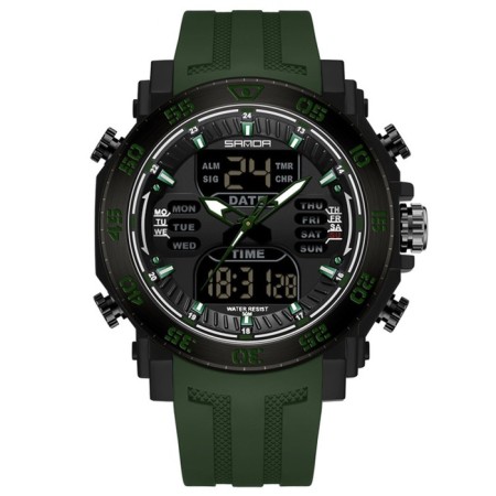 Electronic watch watches, D-5.3, alarm clock, calendar subvite, silicone strap, green 985523