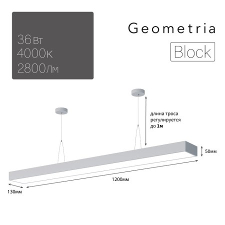 LED LED GEOMETRIA BLOCK 36W 4000K 2800LM IP40 12x13x5 white