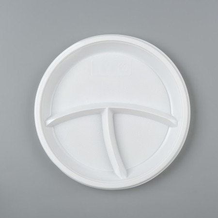 Disposable plate "3-secto" white, diameter 210 mm-1
