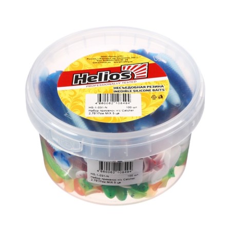 Set of silicone lures Helios Catcher 7 cm, mix, 100 pcs, (HS-1-031-N)