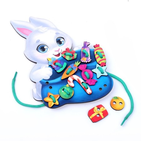 New Year's toy. Lacing "New Year! Bunny with gifts "-1