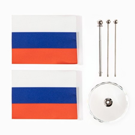 The flag of Russia is desktop, with two flags 8 x 11 cm, circle, 16.5 x 12 cm-2