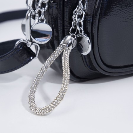 Bag Cross-Bodi with a zipper, blue color-3