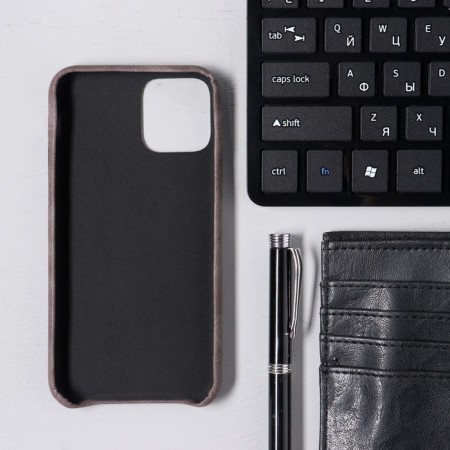 Luazon cover for iPhone 11 Pro, with a compartment for cards, leatherette, brown-3