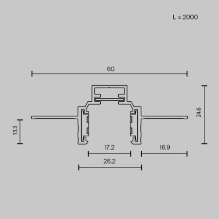 Built-in Technical TRXM034-422W Busbar Trunkings Exile, 2000x60x24.6 mm, white color-5