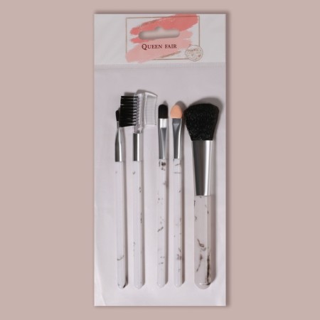 A set of makeup brushes "marble", 5 objects, white/black color-7