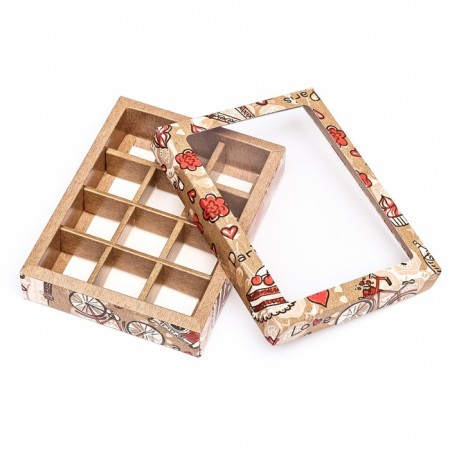 Box for sweets, brown, 12 pcs, craft, "Paris" 19 x 15 x 3.6 cm-3
