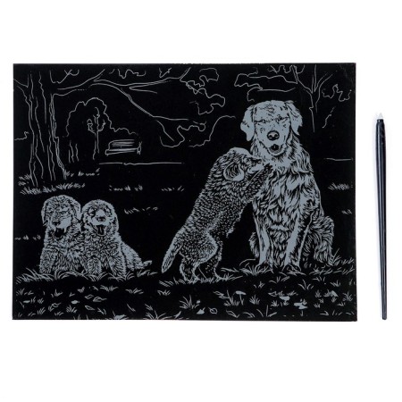 Family engraving with the effect of gold "Dog"-2