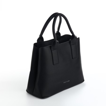 Women's bag with lightning, textura, average size, black color-2