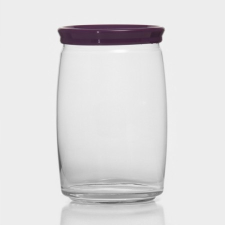 Bank for bulk products glass cesni, 1.1 l, lilac plastic lid