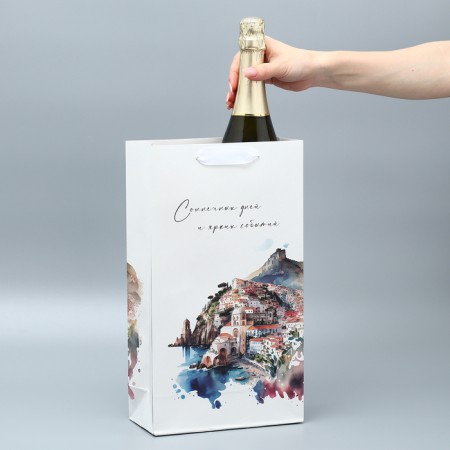 Gift package for two bottles, packaging, “Bright events”, 35 x 20 x 9 cm-1