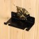 A fireplace set, wall -mounted "sheet", black with a golden patina (wooden handles) 640*150