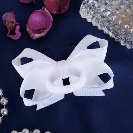 Hair elastic band "Schoolgirl" Bant Strochi, 8 cm, white-blue-1