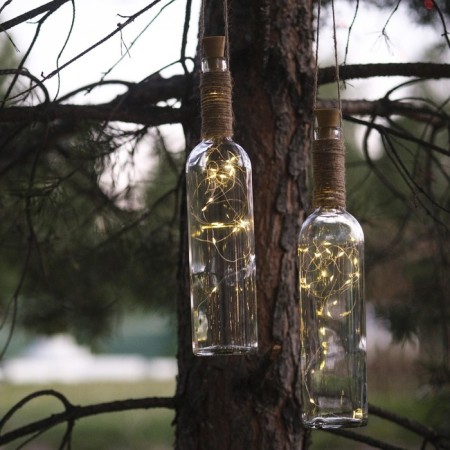 Garland “thread” 1 m dew with a cork, IP44, silver thread, 10 LED, warm white glow, fixing, solar battery-7