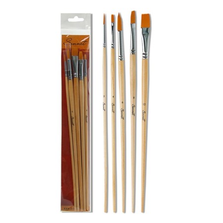 System of Synthetics 5 pieces of ZHK "Sonnet No. 3" (Round No.: 2.6; Flat No.: 4.8.12) Long handle