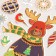 Plastic sticker "Elk with a Christmas tree, a snowman and a bird" 17x27 cm