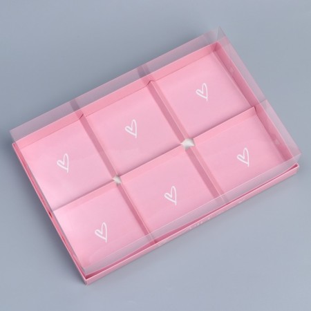 Confectionery box for mousse cakes "Hearts", 27 x 17.8 x 6.5 cm-1