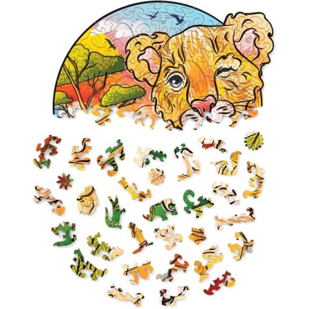 Wooden puzzle "Playful lion", 24 × 25 cm-1