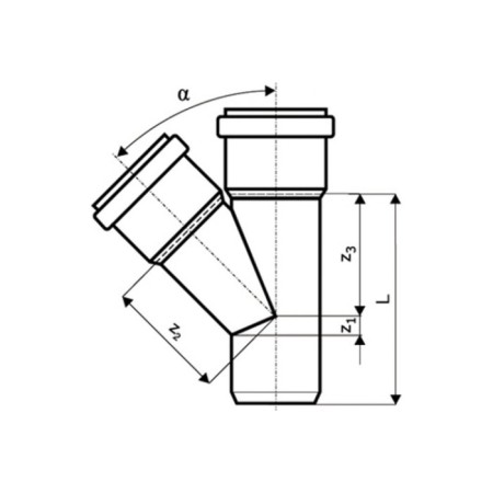 The sewer's tee Ostendorf ht htea, internal, d = 50x40 mm, 67 ° 112310-1