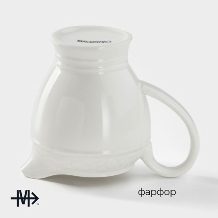 Serving set Magistro Rodos, 2 items: milkman 300 ml, sugar tower 300 ml, white color-1
