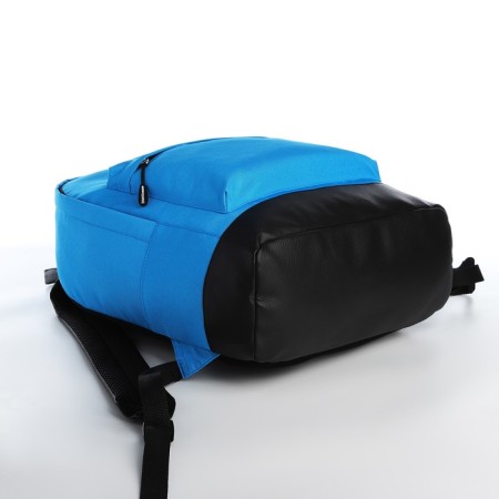 Backpack from textiles on lightning, Erich Krause, 1 pocket, blue color-4