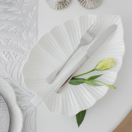 Porcelain dish Magistro "Leaf", 31 × 22 × 3.5 cm, white color-7