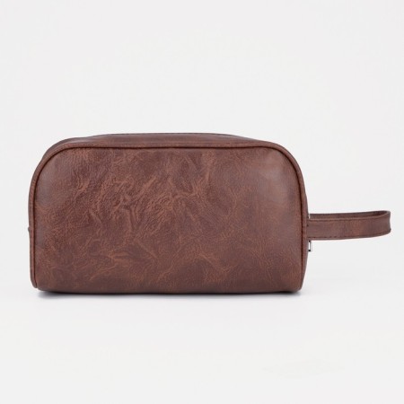 Lightning cosmetic bag, external pocket, brown color-1