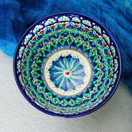 Rishtan ceramics "flowers" 15 cm, small, blue-1