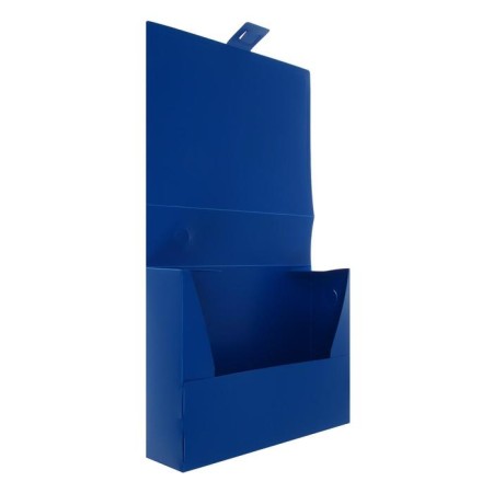 A4 archive folder, spine 80 mm, plastic, calligrata, cut fastener, blue, up to 700 sheets-2