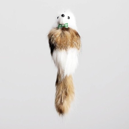 Mouse made of natural fur, case 7 cm, mix of flowers-4