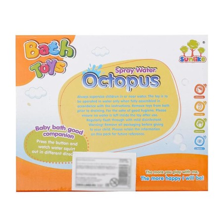 The octopus bath toy, a fountain, a button on, the color of a mix, crumb I-2