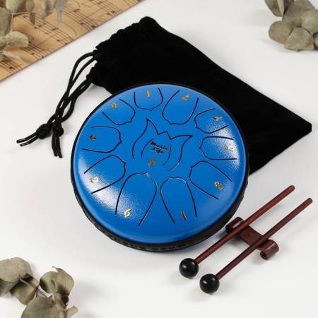 Musical instrument glucophone, blue, 11 petals, 17 x 8 cm