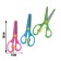 Plastic scissors 13 cm, latch, with metal blades and rounded ends, safe, mix