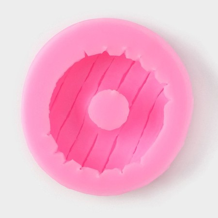 Mold Dolyana "Donut with glaze", silicone, d = 6 cm, pink color-1