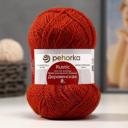 Yarn "village" 100% half-carbonated wool 250m/100g (30-sv. Terracot)-2