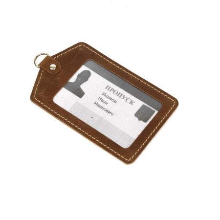 Case for passing, badge with pockets, brown Pull-up-1